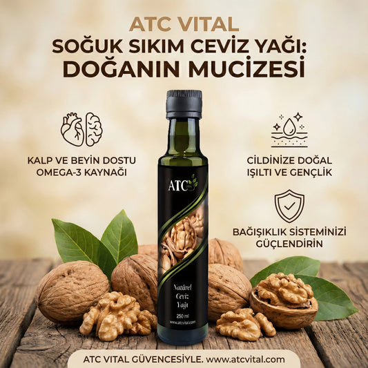 ATC Vital Natürel Ceviz Yağı - Soğuk Sıkım Premium Seri - 250 ml