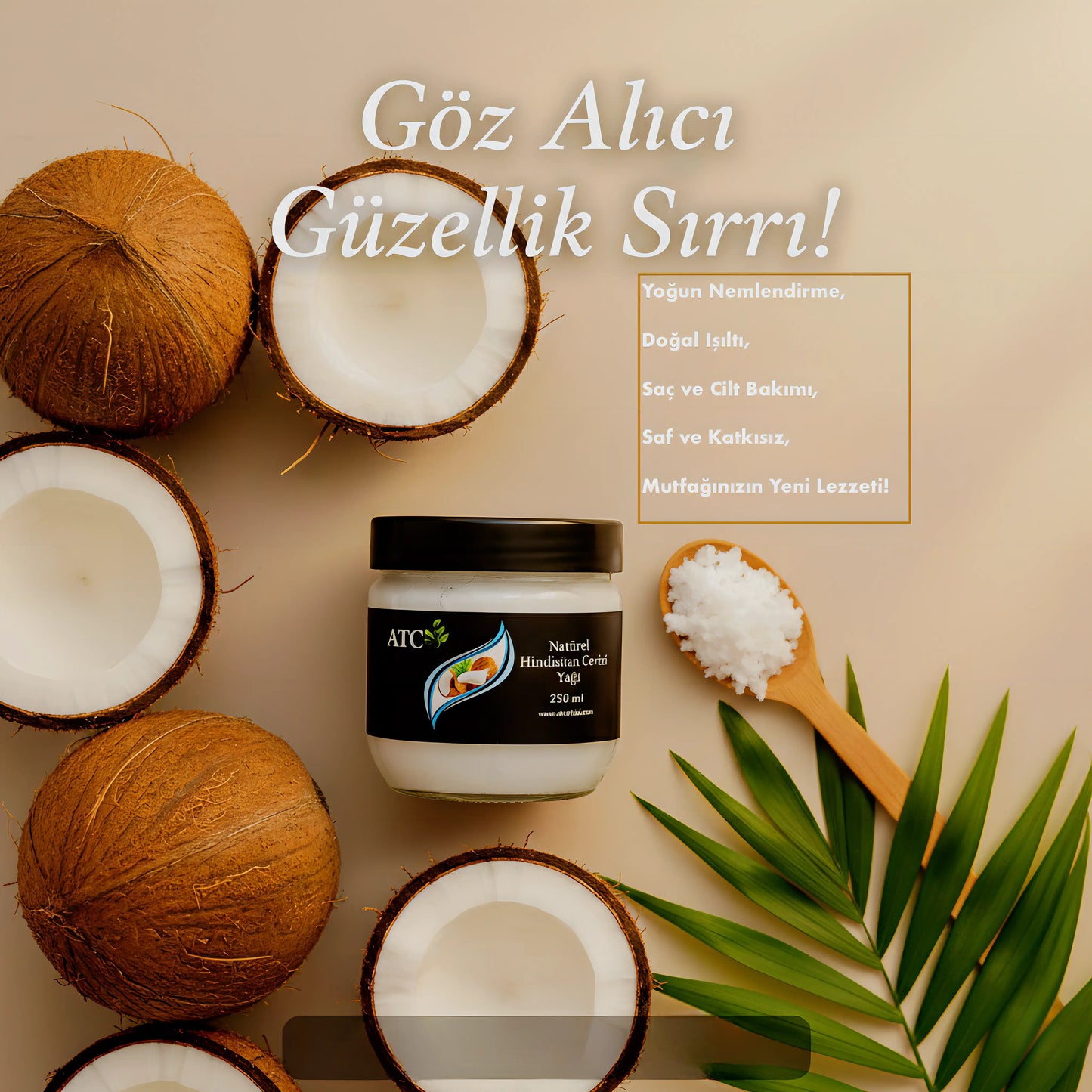 ATC Vital Natürel Hindistan Cevizi Yağı - Soğuk Sıkım & Aromatik - 250 ml